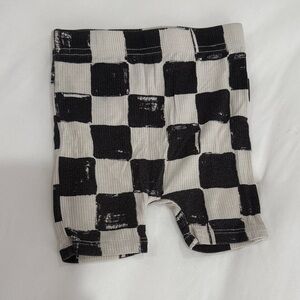 Kids Checkerboard Ribbed Shorts in Black and White